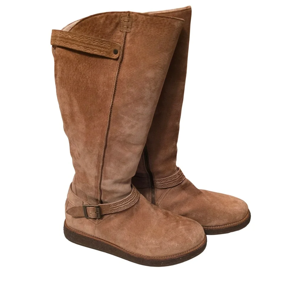 UGG Gellar Tall Suede Leather Waterproof Boots Chestnut‎ Brown 1013196 Womens 8